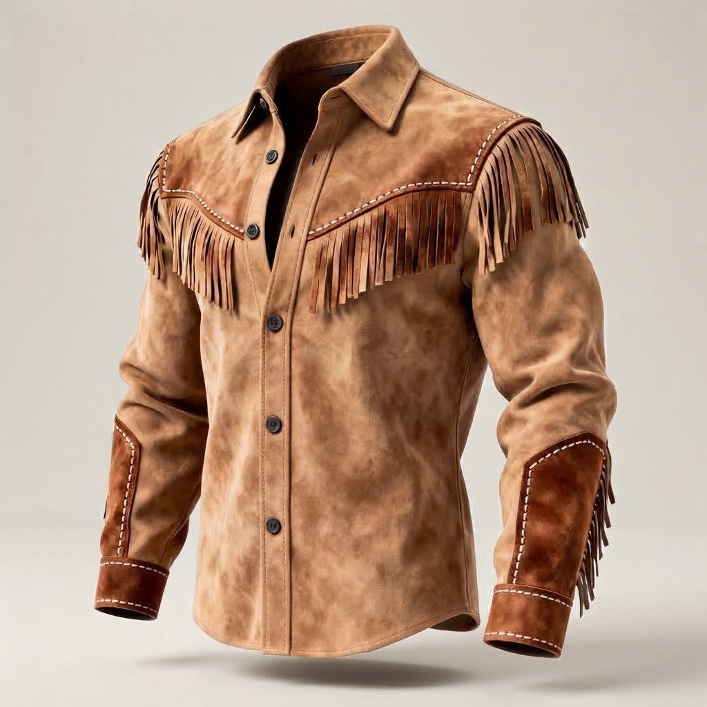 Herren Wildleder-Fransenhemd im Westernstil Shop Nory