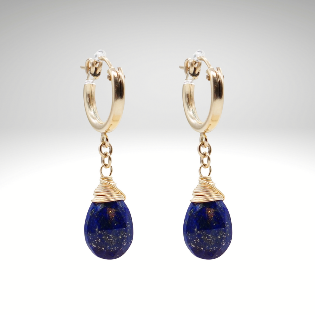 Lapis Lazuli Geburtsstein/Zodiac Huggie Ohrringe | Shop Nory