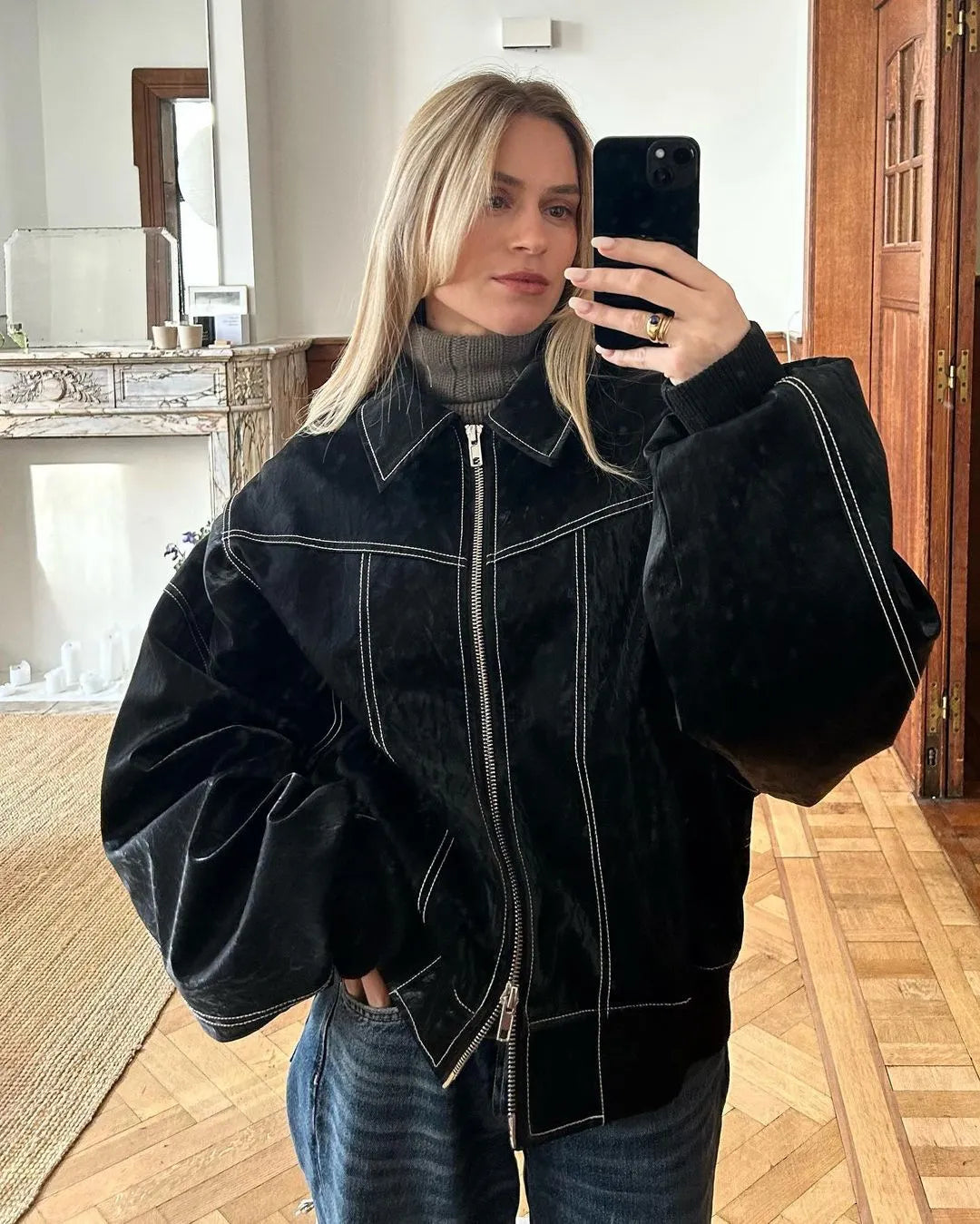 Oversized Bomberjacke Stilvoll und Wärmeresistent Perfekt für Herbst und Winter