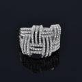 Damen Silber Big In Out Geflochtene Form Breite Schicht Mikro Pave Kristall Ringe | Shop Nory