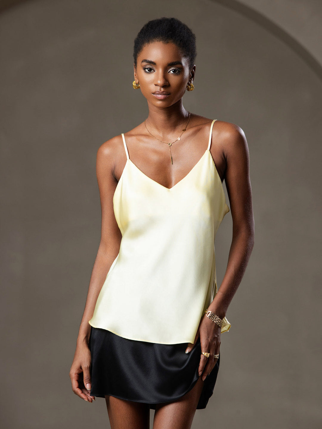 V-Ausschnitt Reine Seide Spaghettiträger Camisole Top