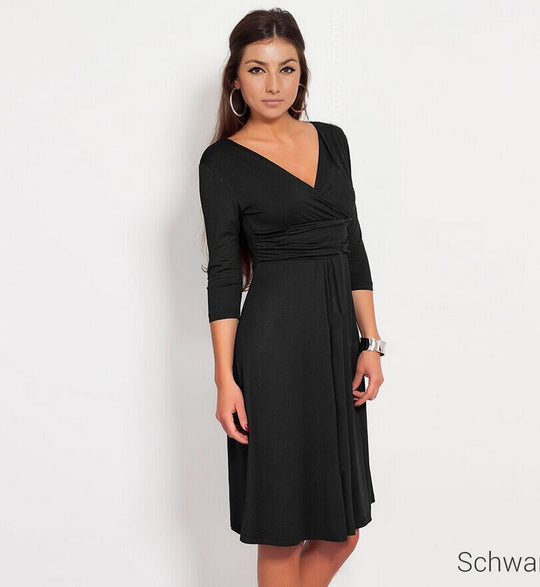 Damen Wickelkleid mit V-Ausschnitt, taillierter Empire-Passe & 3/4-Ärmeln Shop Nory