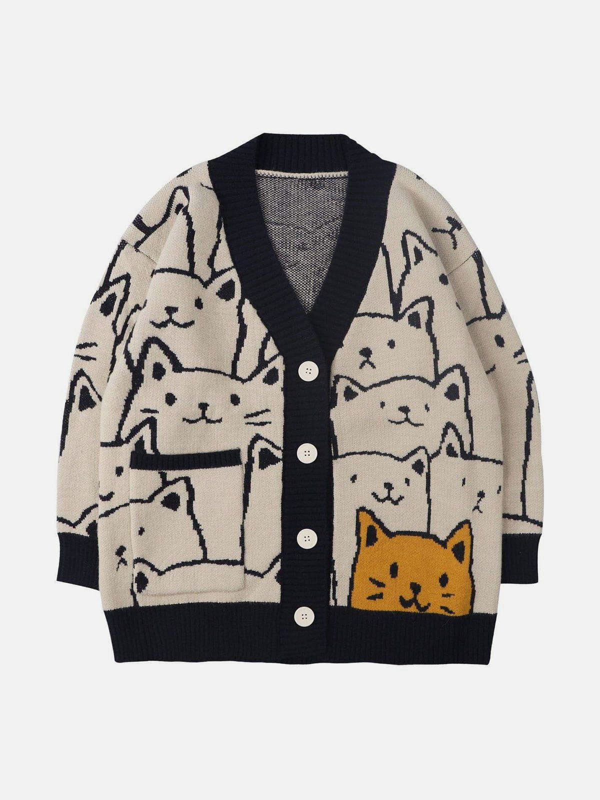 Strickjacke mit Katzenmuster