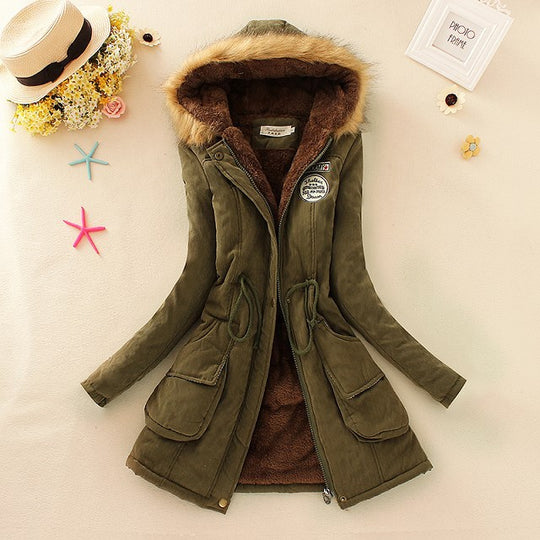 Damen Winterparka mit kuscheligem Teddyfutter, tailliertem Kordelzug und abnehmbarer Kapuze Shop Nory