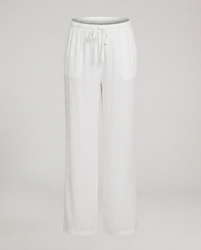 Damen Hochtaillierte weite Leinenoptik-Hose mit Kordelzug und fließender Palazzo-Silhouette Shop Nory