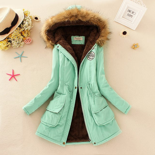 Damen Winterparka mit kuscheligem Teddyfutter, tailliertem Kordelzug und abnehmbarer Kapuze Shop Nory