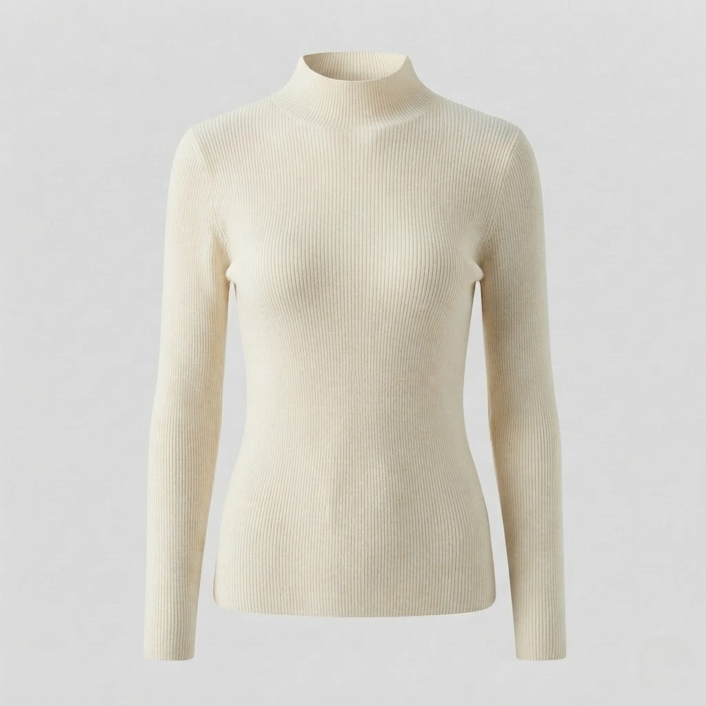 Damen Eleganter Slim-Fit Rollkragenpullover aus flauschigem Angora-Mix mit feiner Rippstruktur Shop Nory