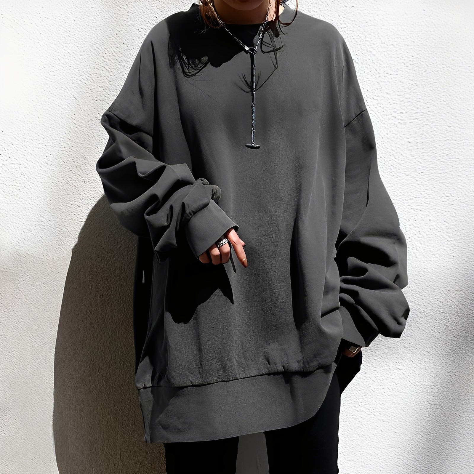 Shopnory | Weiter Damenpullover mit Lockeren Schultern