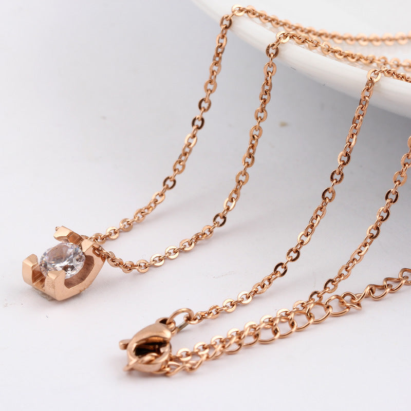 Damen elegante Zirkonia-Halskette mit hochwertiger Edelstahlkette Shop Nory