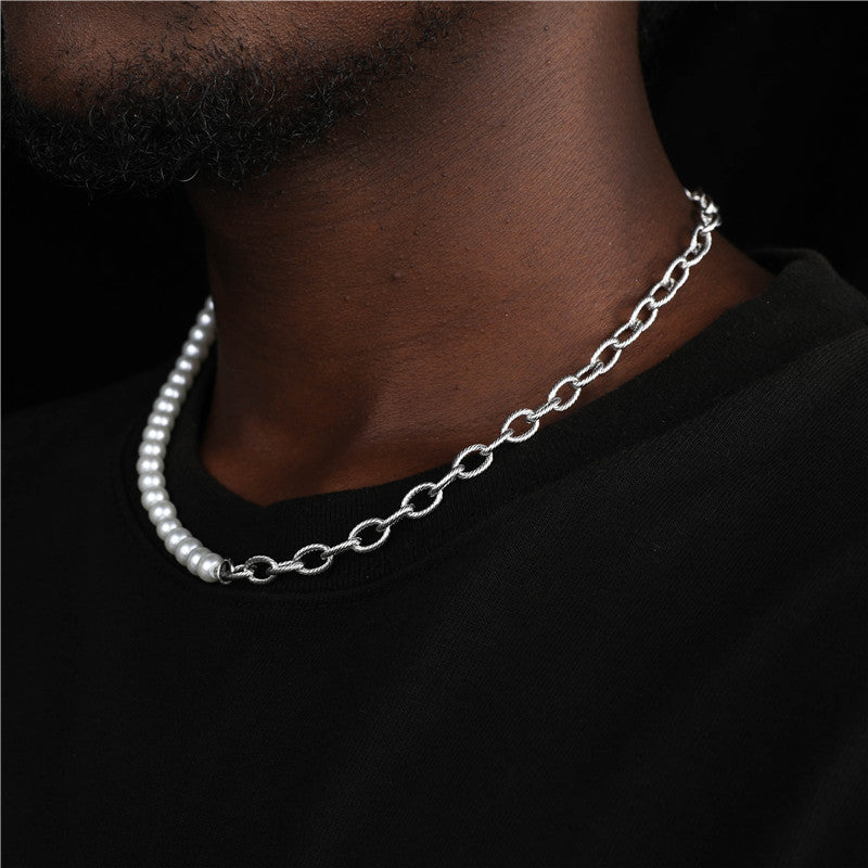 Herren Kette "Bruce" mit Perlen in Edelstahl | Shop Nory