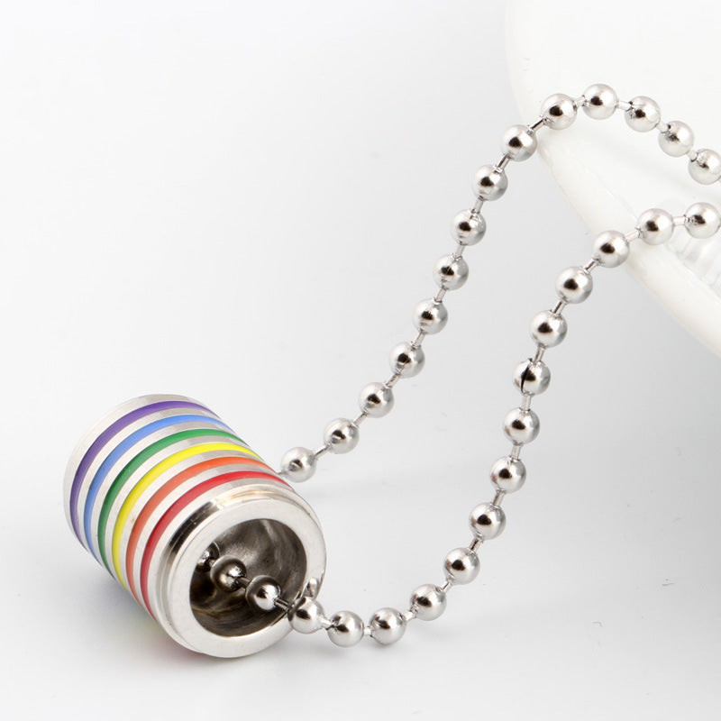 Damen Anhänger mit buntem Streifen-Design und eleganter Kugelkette Shop Nory