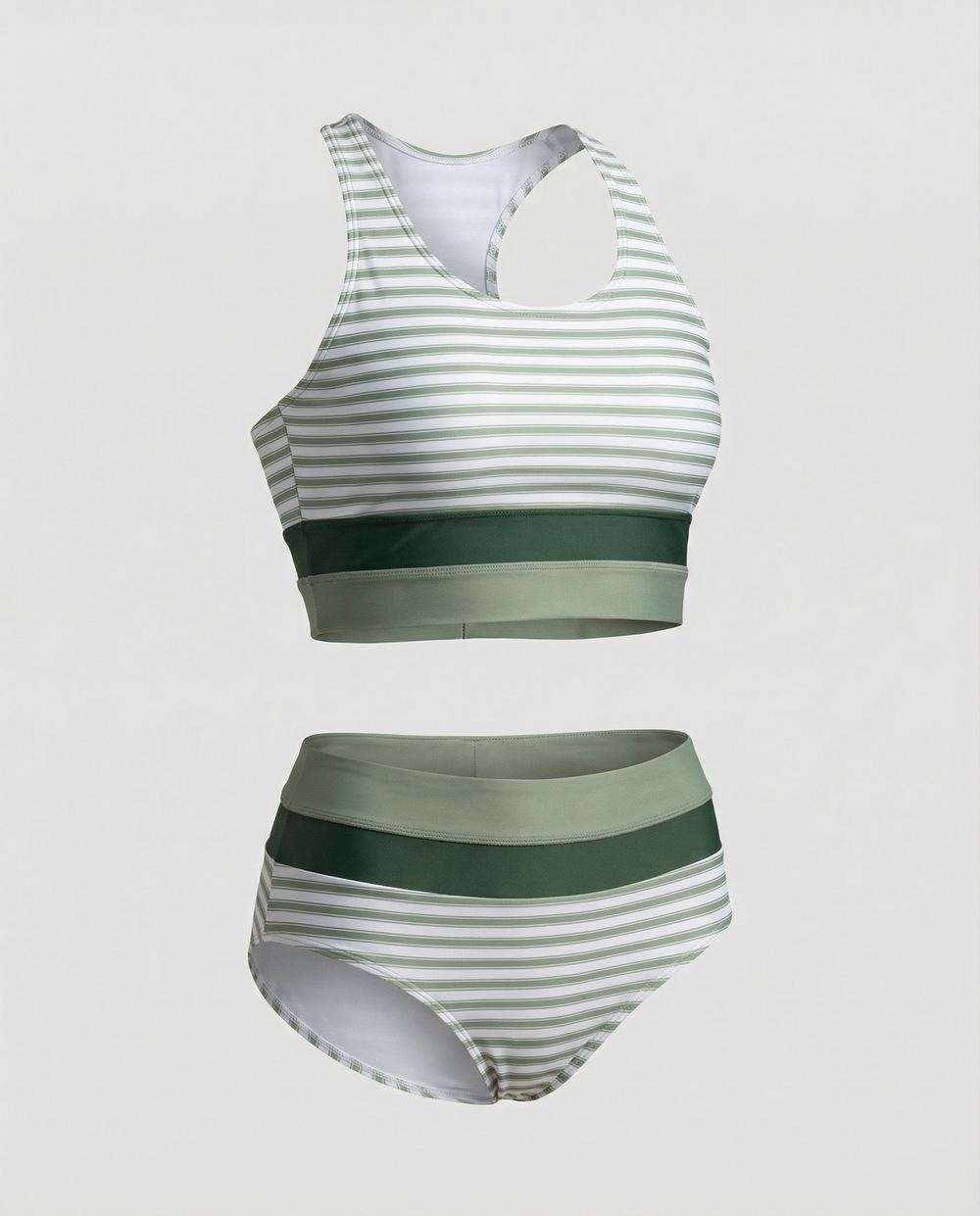 Gestreiftes Reißverschluss-Rücken Schick Bikini Set
