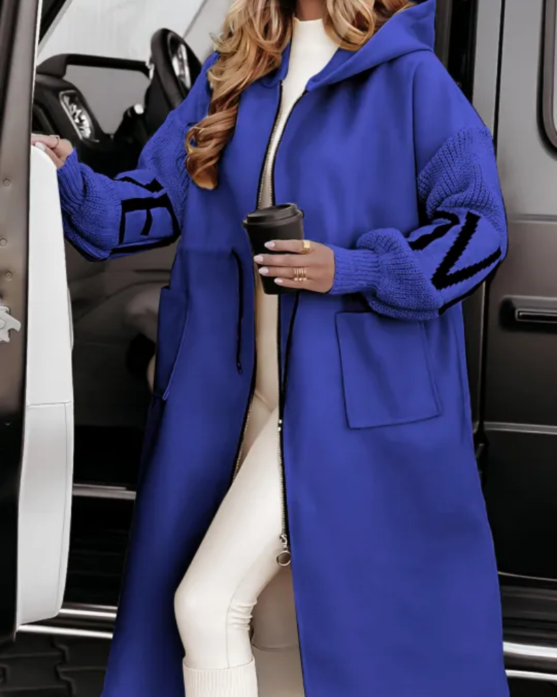 Lässige Kapuzenjacke mit Strickärmeln