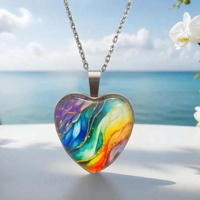Bunte Halskette Mit Herzanhänger | Shop Nory