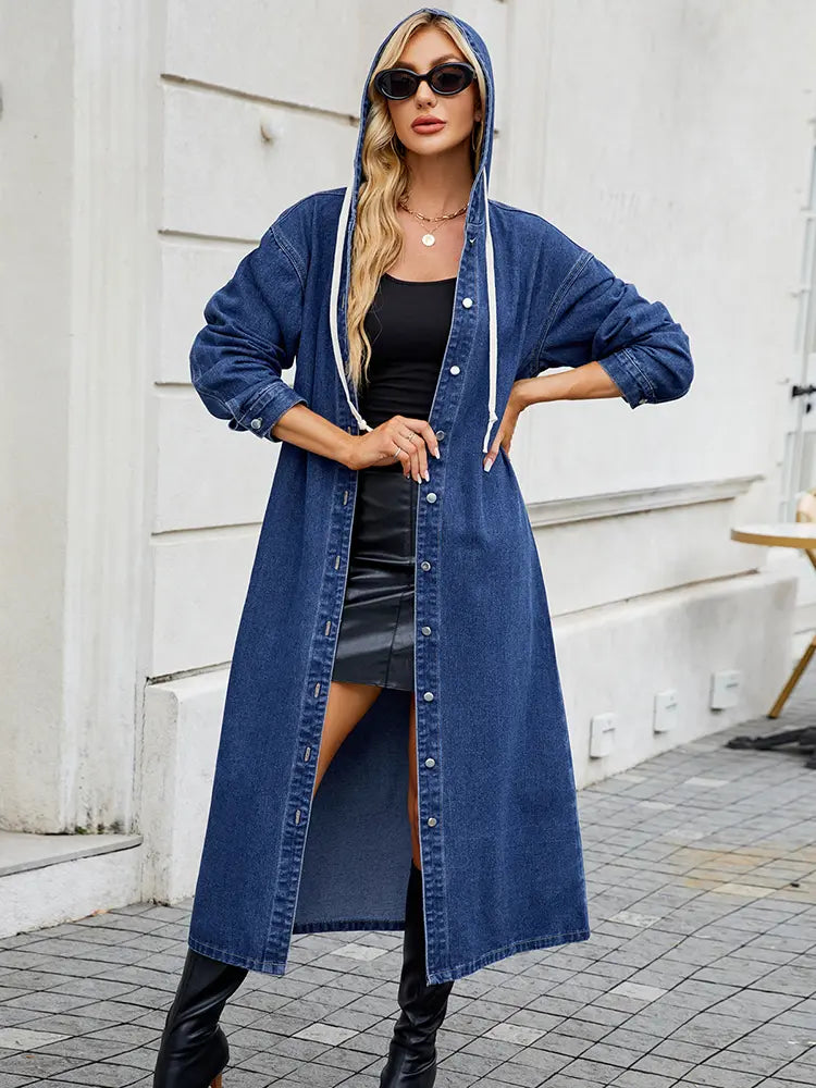 Langer Denim-Trenchcoat