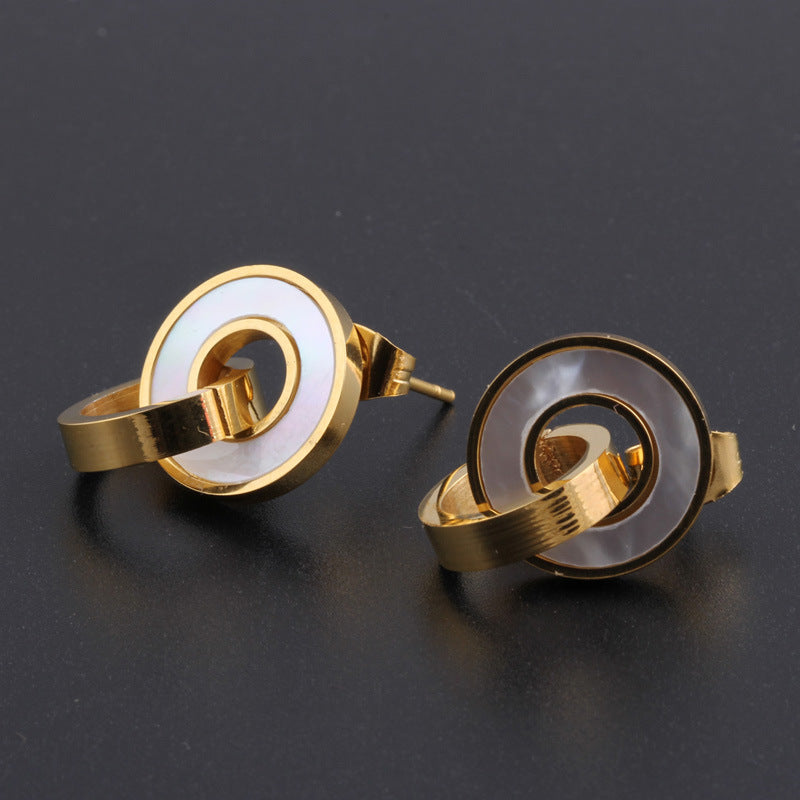 Damen Ohrhänger mit modernem, geometrischem Design und elegantem Perlmuttbesatz Shop Nory