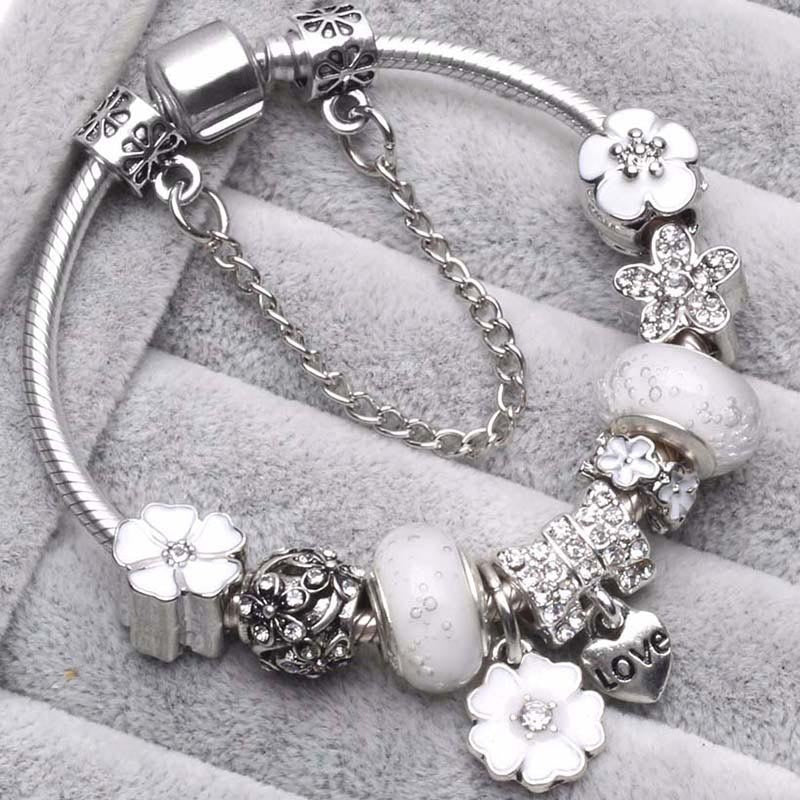 Pfirsichblüten Charme Armband