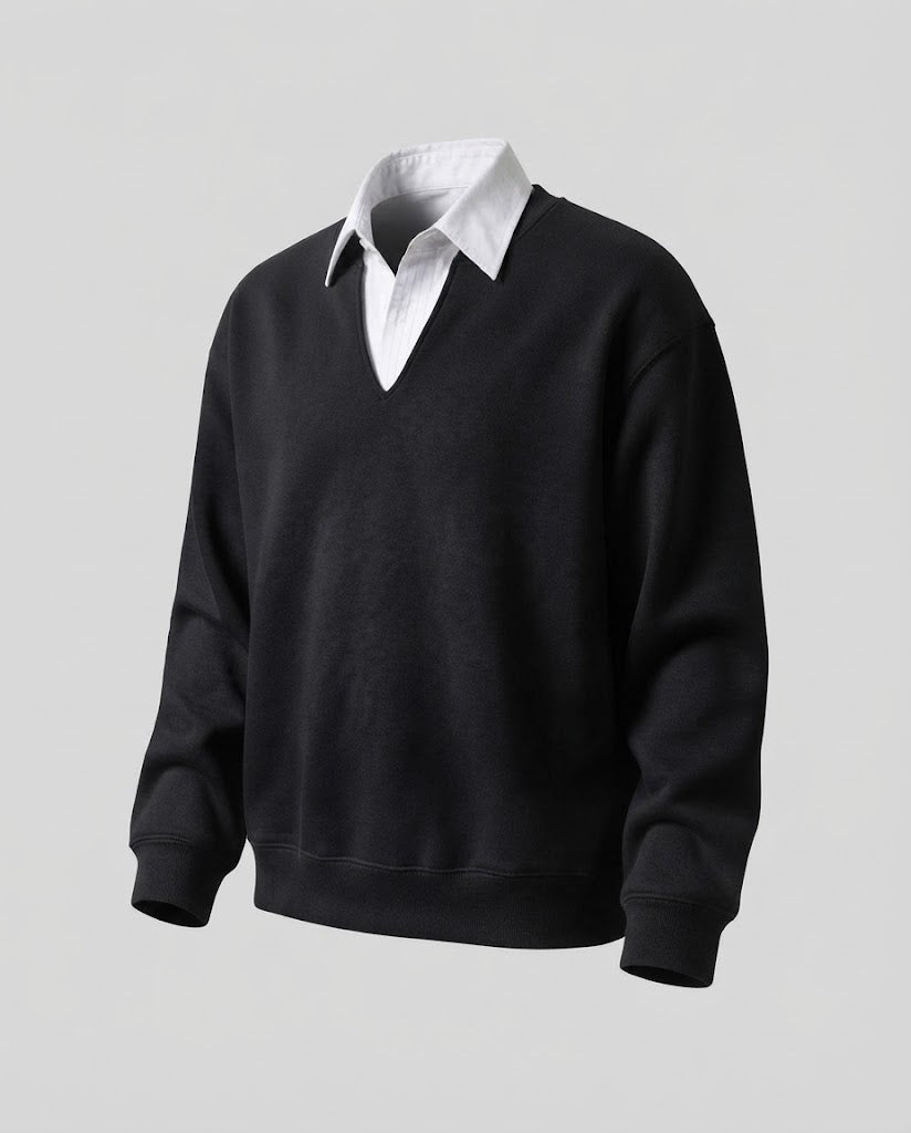 Damen Freizeit- und eleganter Sweatshirt mit Hemdkragen Shop Nory