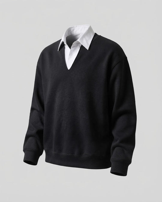 Damen Freizeit- und eleganter Sweatshirt mit Hemdkragen Shop Nory