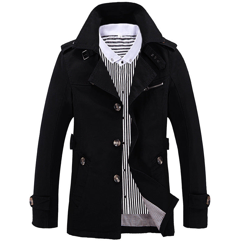 Herren Kurztrenchcoat mit Stehkragen Schulterklappen und Tailleneinstellung Shop Nory