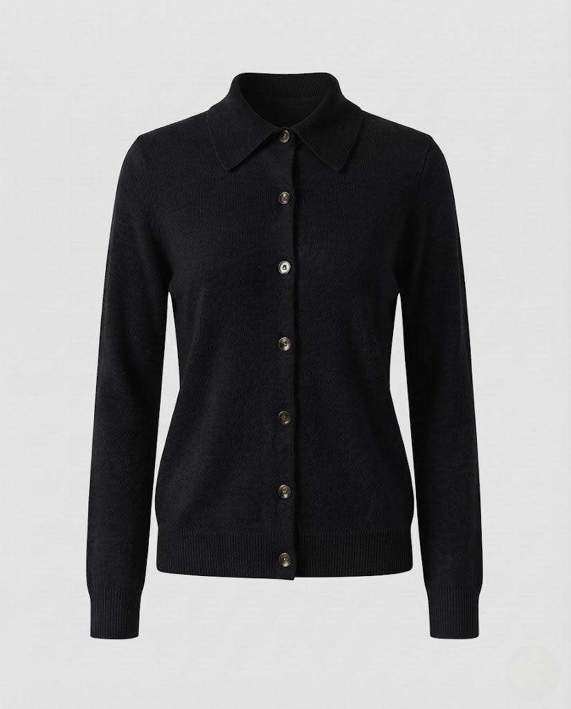 Damen Feiner Strick-Cardigan mit Hemdkragen, durchgehender Knopfleiste und kaschmirweicher Qualität Shop Nory