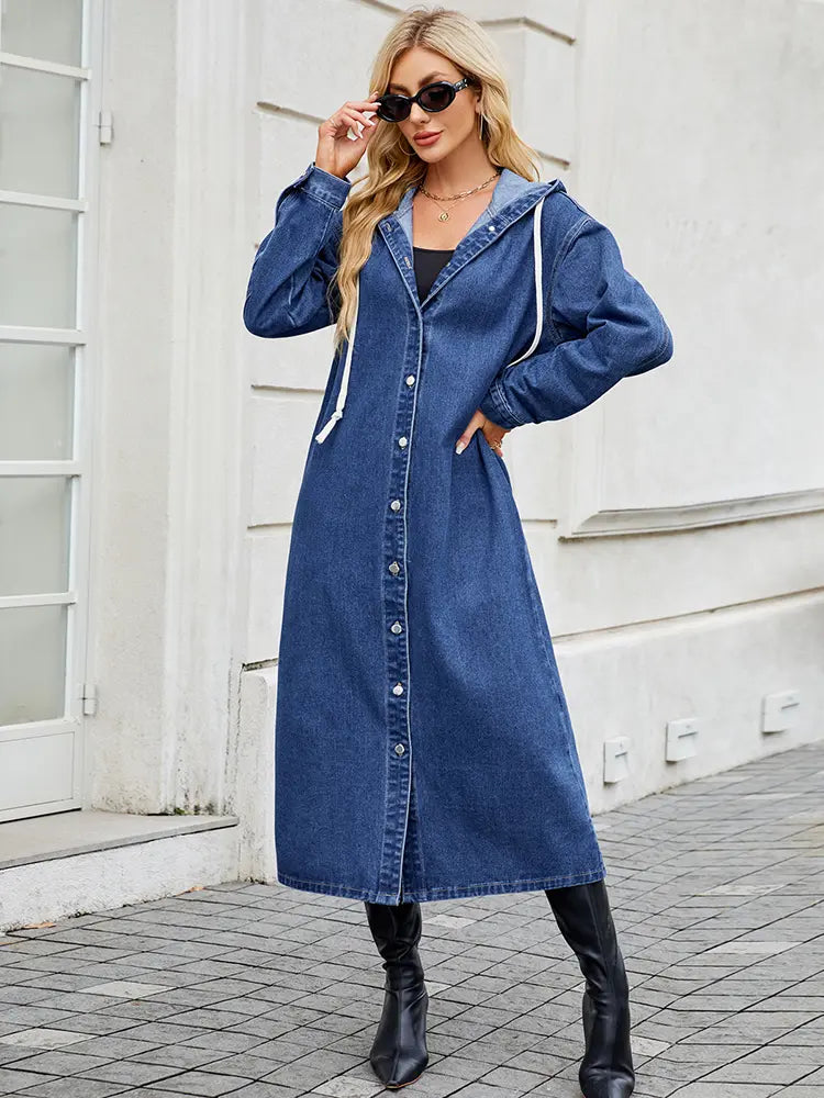 Langer Denim-Trenchcoat
