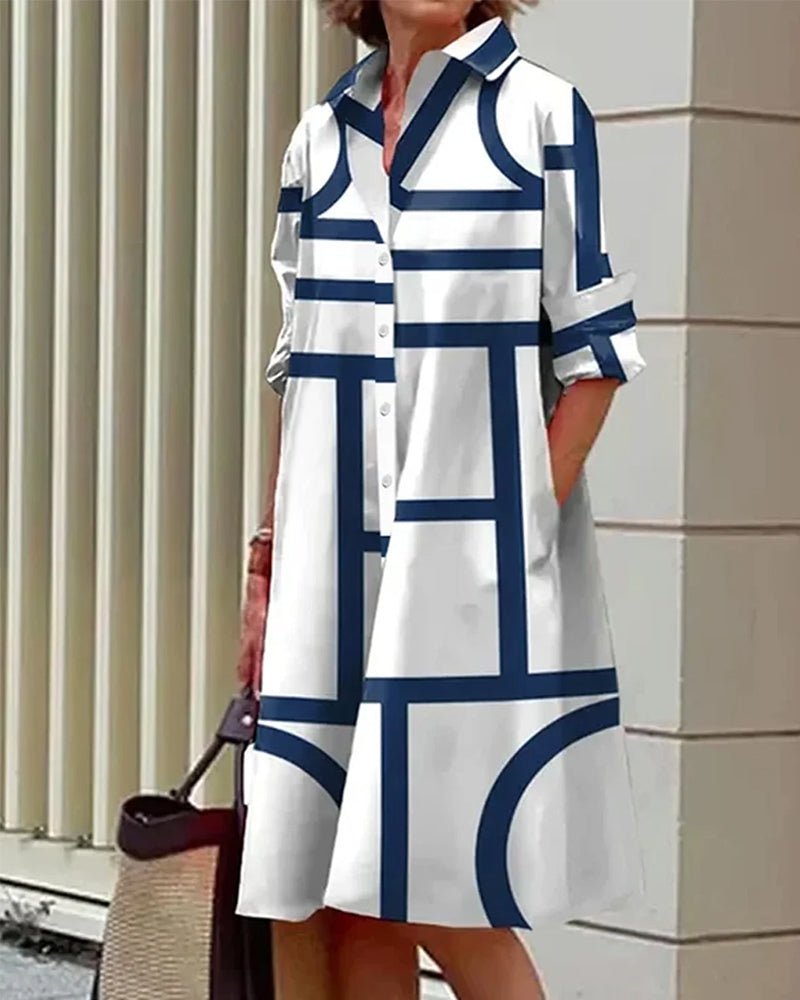 Kleid mit Taschen und Geometrischem Aufdruck