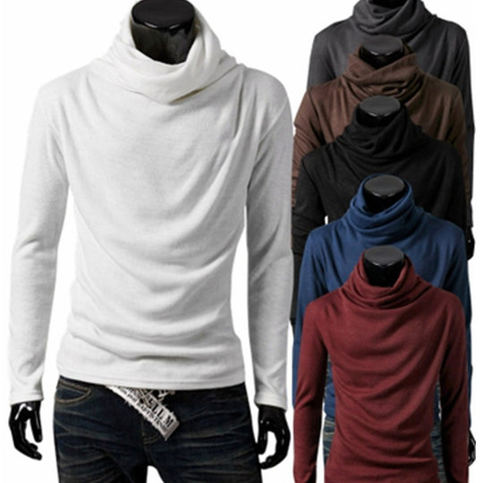 Herren Slim-Fit Langarmshirt mit großzügigem Schlauchkragen und figurbetonter Silhouette Shop Nory