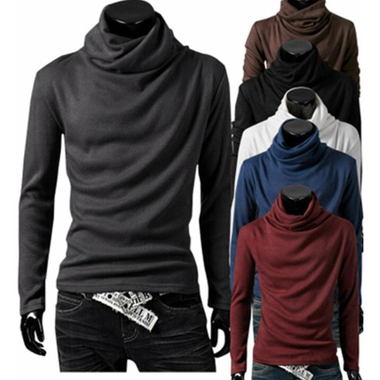 Herren Slim-Fit Langarmshirt mit großzügigem Schlauchkragen und figurbetonter Silhouette Shop Nory