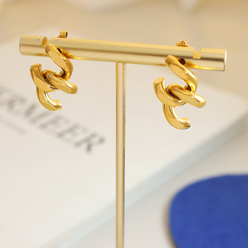 Subtil, aber stilvoll c-kette halblink goldbeschichtete Ohrringe *großartige Geschenkidee* | Shop Nory