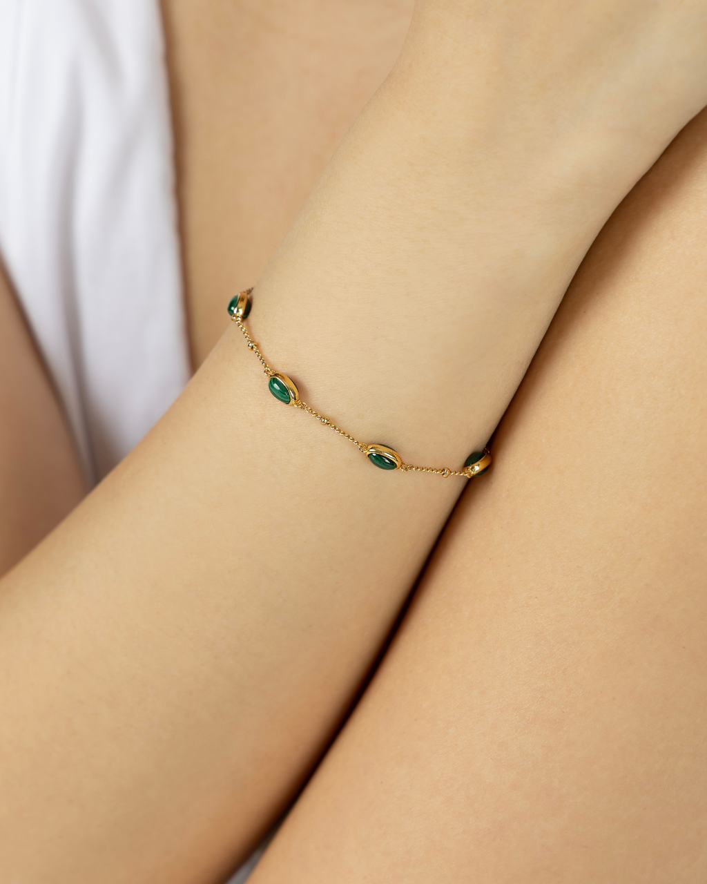 Stone Magic Göttliche Malachit Goldkette Armband | Shop Nory