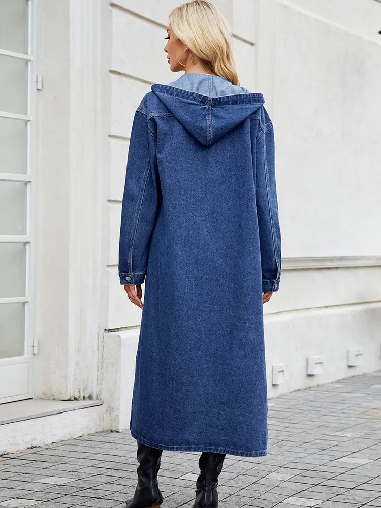 Langer Denim-Trenchcoat