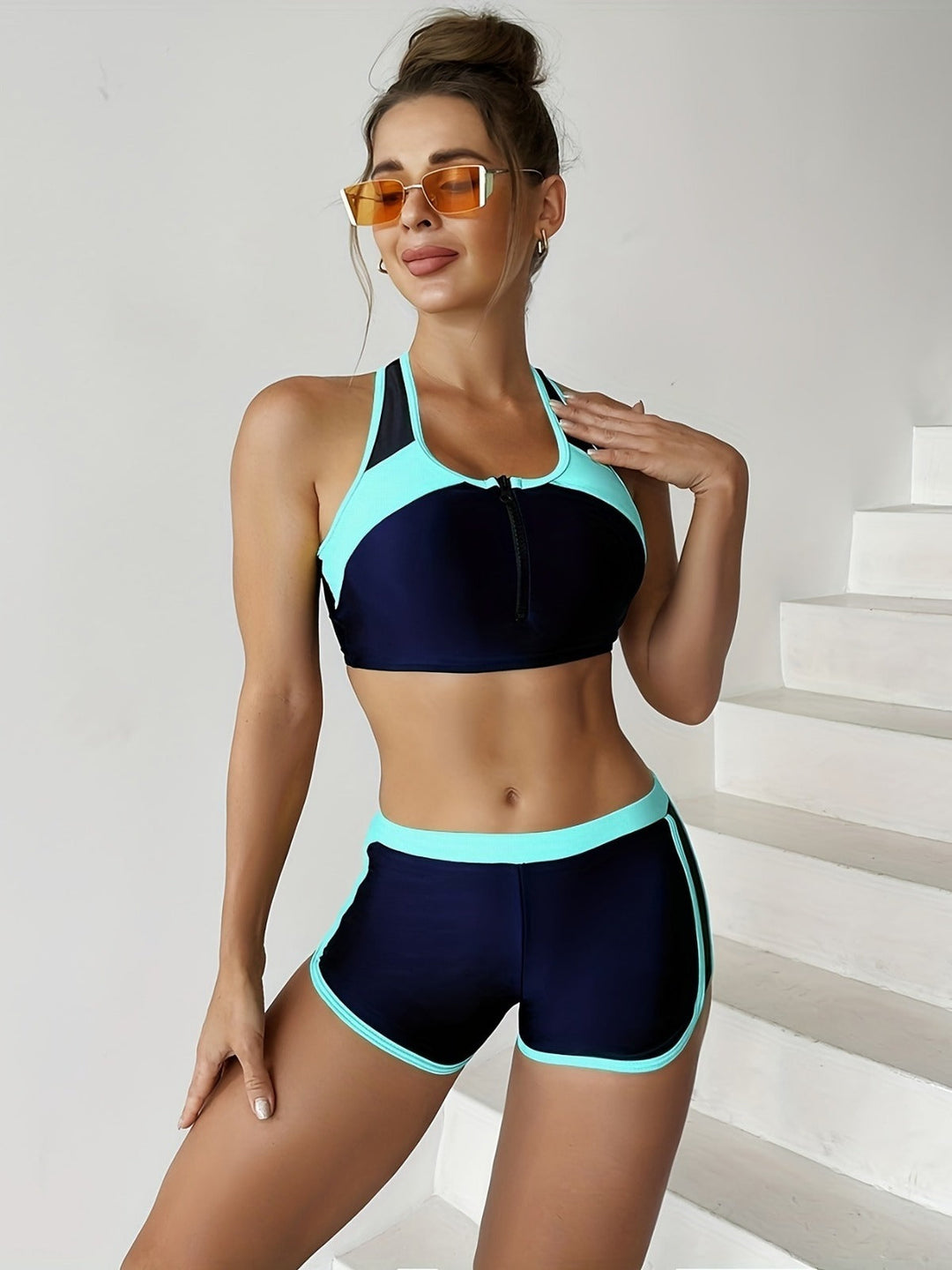 Split einfarbig Spleißen Bikini