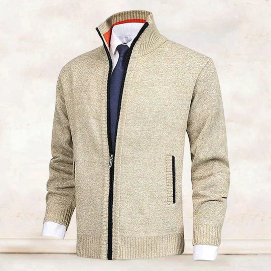 Strickjacke mit Stehkragen und Reißverschluss