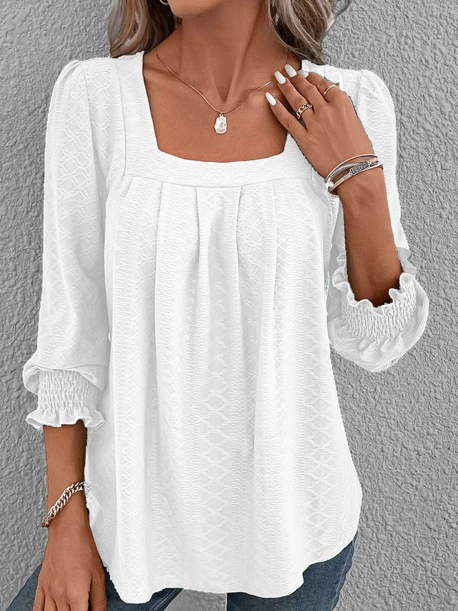 Baumwollbluse Mit Eckigem Ausschnitt