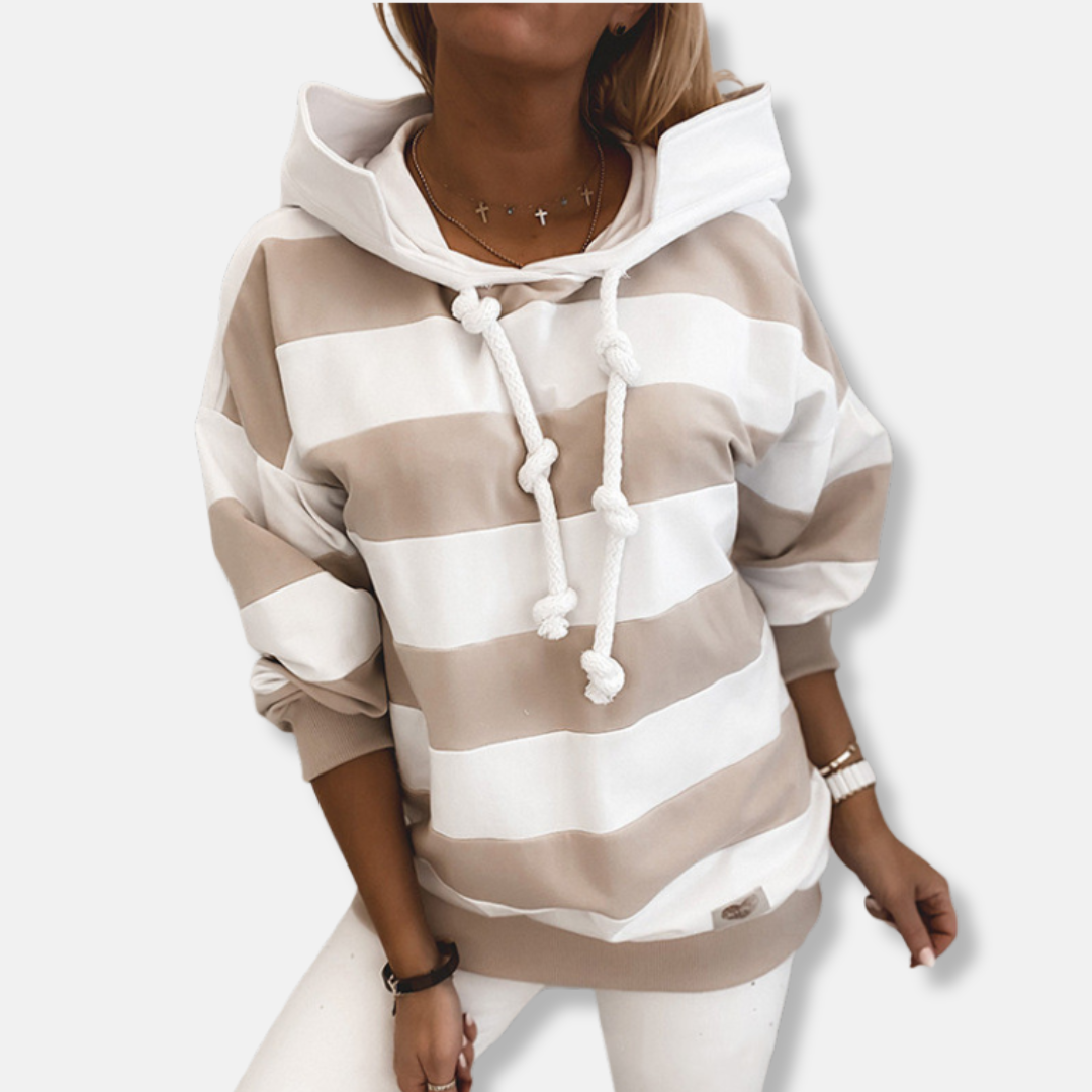 Lockere Passform Hoodie Gestreifter Lässiger Hoodie