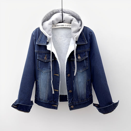 Stilvolle Jeansjacke mit abnehmbarer Kapuze für Frauen