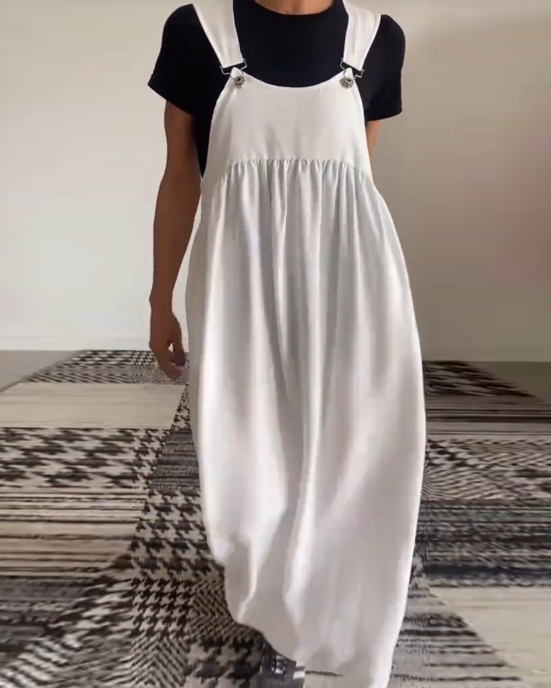 Kleid Lässig Einfarbig Hosenträger
