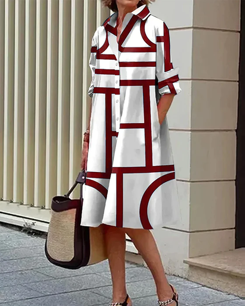 Kleid mit Taschen und Geometrischem Aufdruck