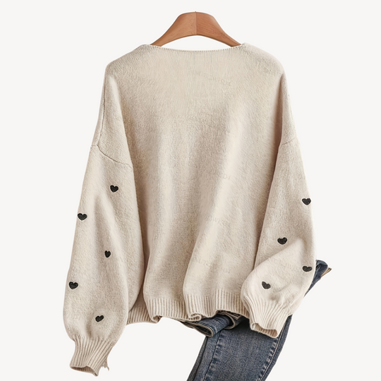 Herzdruck Baumwoll-Cardigan für Frauen