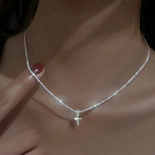 Sterling Silber Kreuz Zirkonia Halskette für Damen