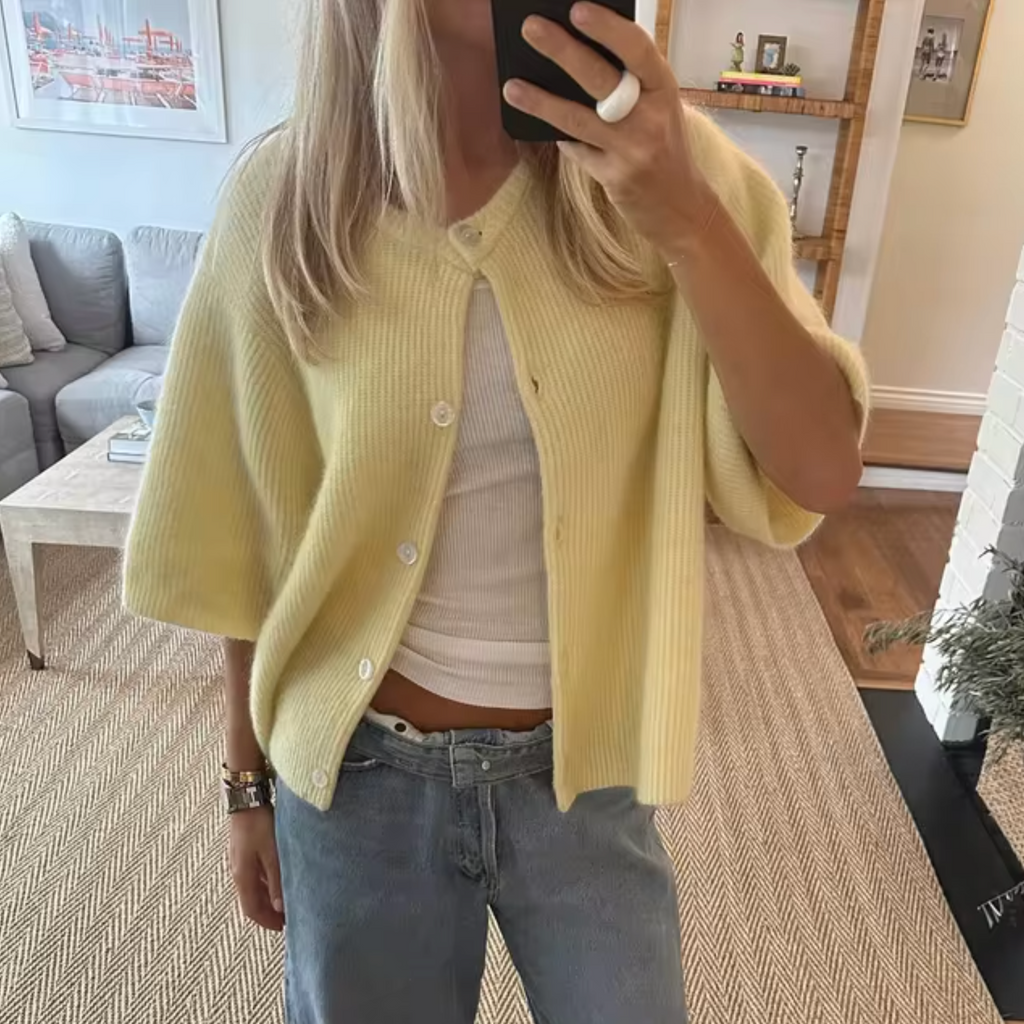 Kurze Strick-Cardigan mit Knöpfen für Damen