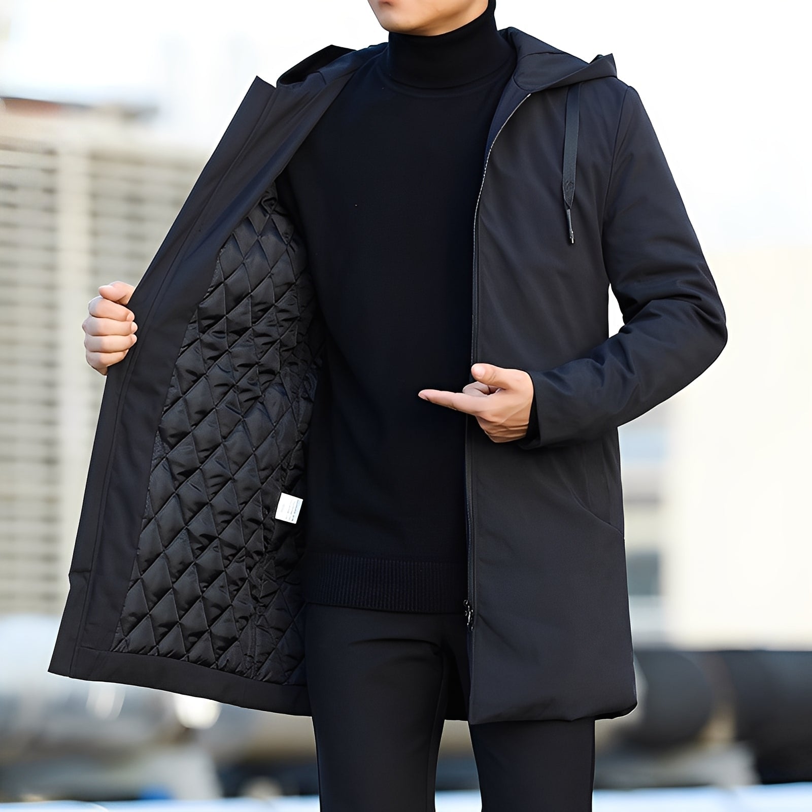 Lässige, dicke, wasserdichte Jacke mit Kapuze für Herren