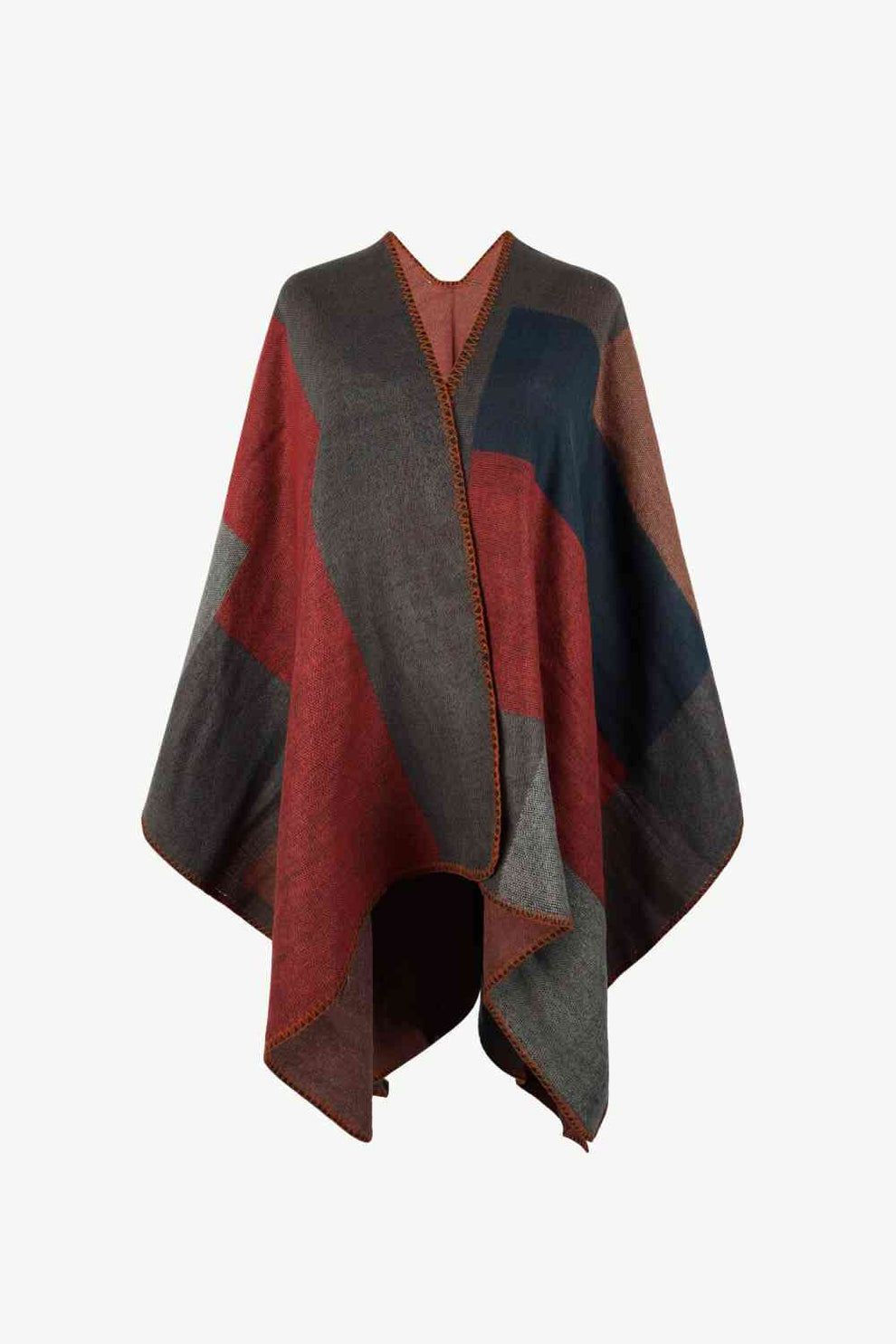 Poncho Mit Offenem Design Und Satten Farbtönen