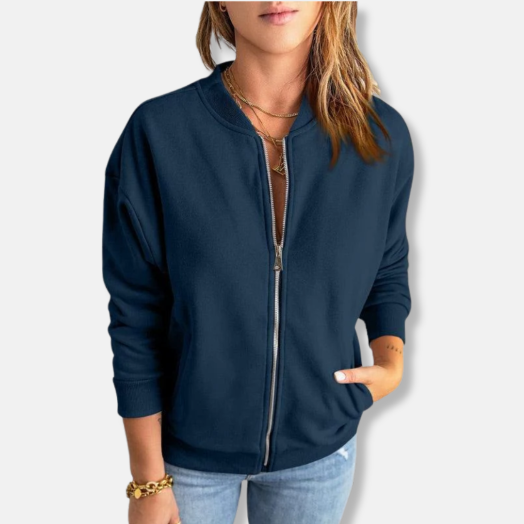 Jacke - Leicht - Lässige Passform - Reißverschluss - Rippenbündchen - Lässiger Look