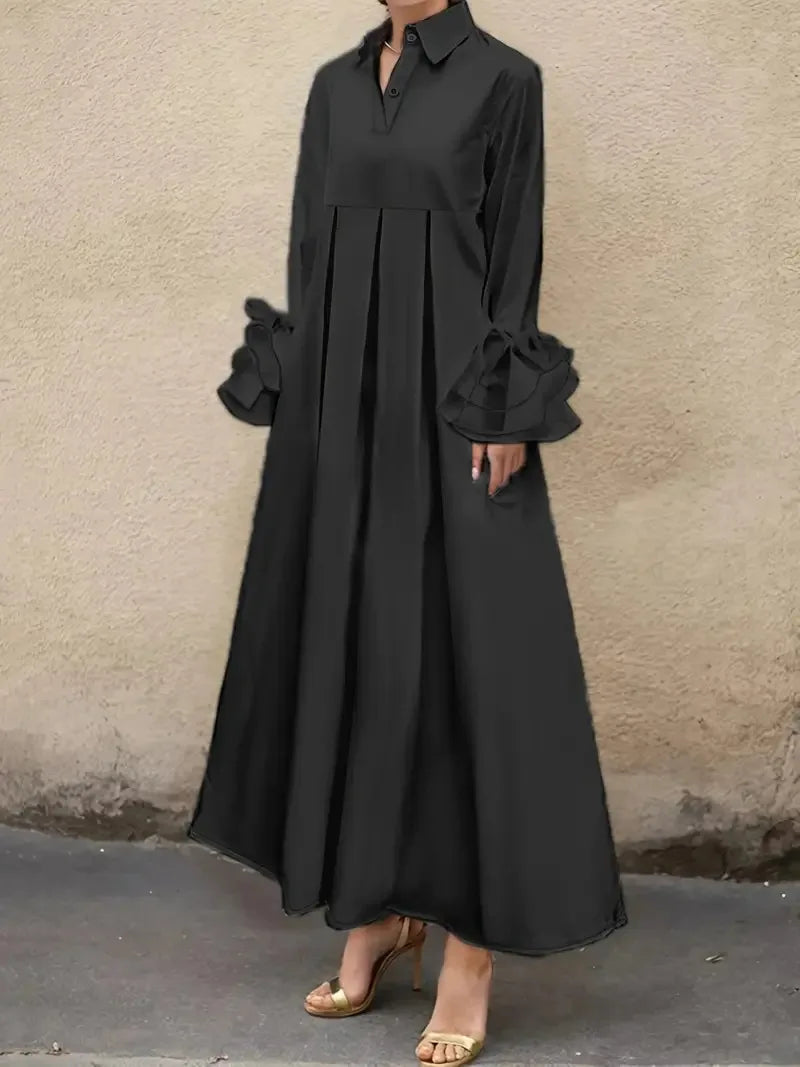 Damen Lange Hemdblusenkleid