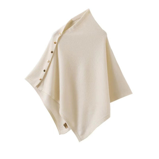 Knopfdetail Poncho - Asymmetrisches Design mit Drapiertem Schnitt