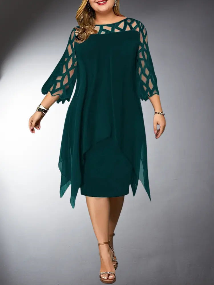 Elegantes Plus Size Spitzen Midi Kleid