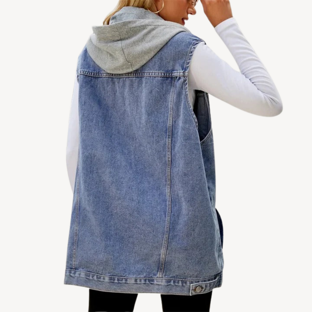 Denim Hoodie Weste für Frauen