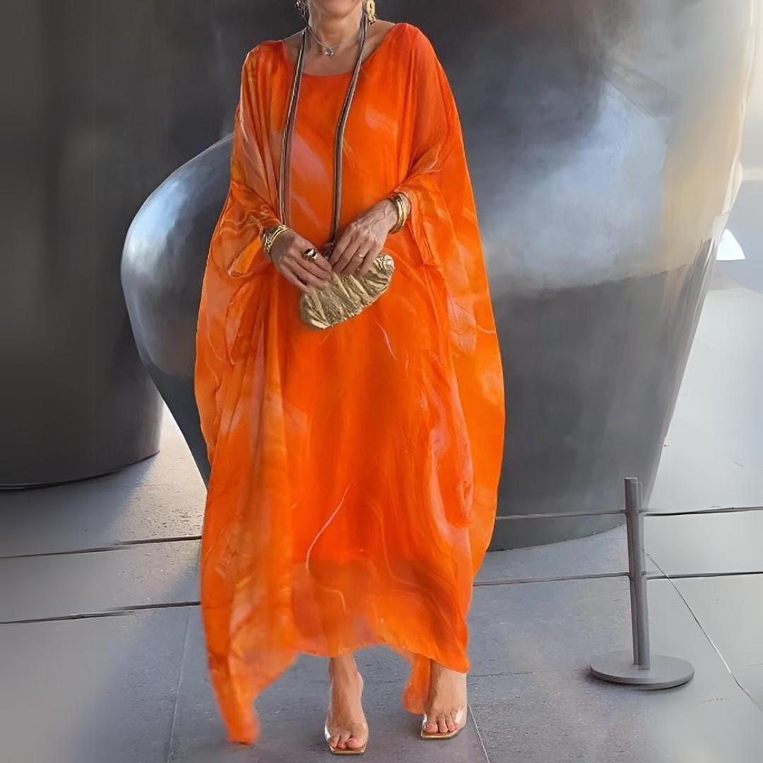 Bauchbedeckendes Seiden-Chiffon-Kleid